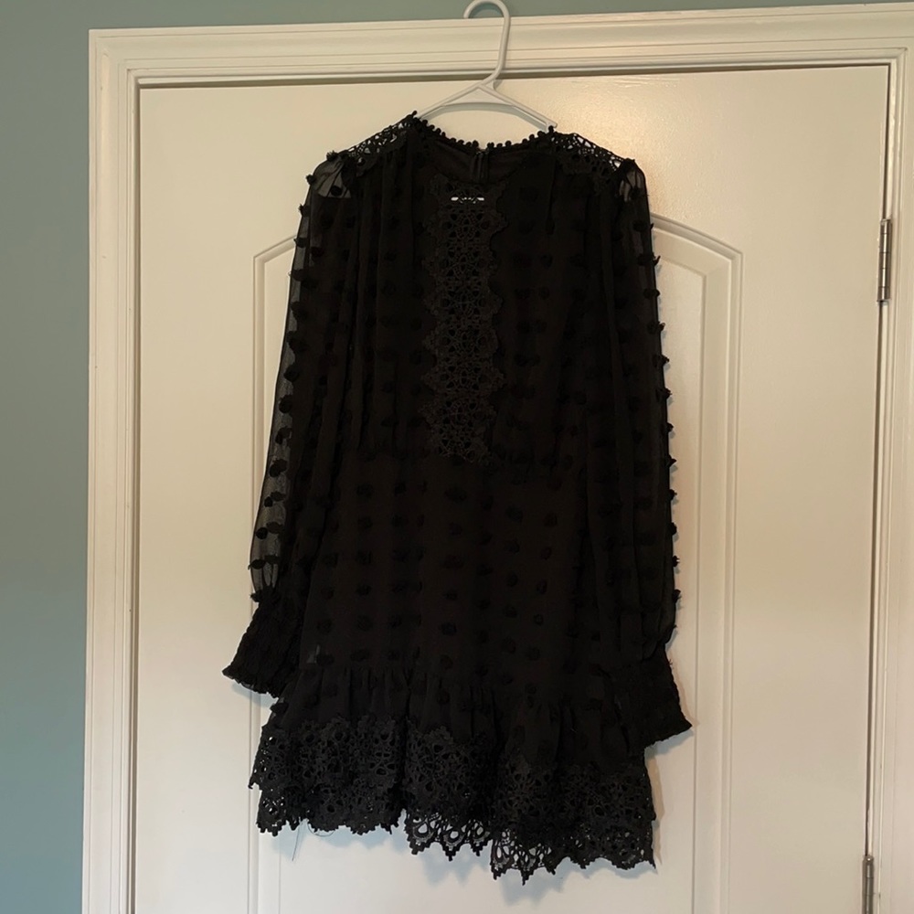Vici black dress w/lace see through front detail